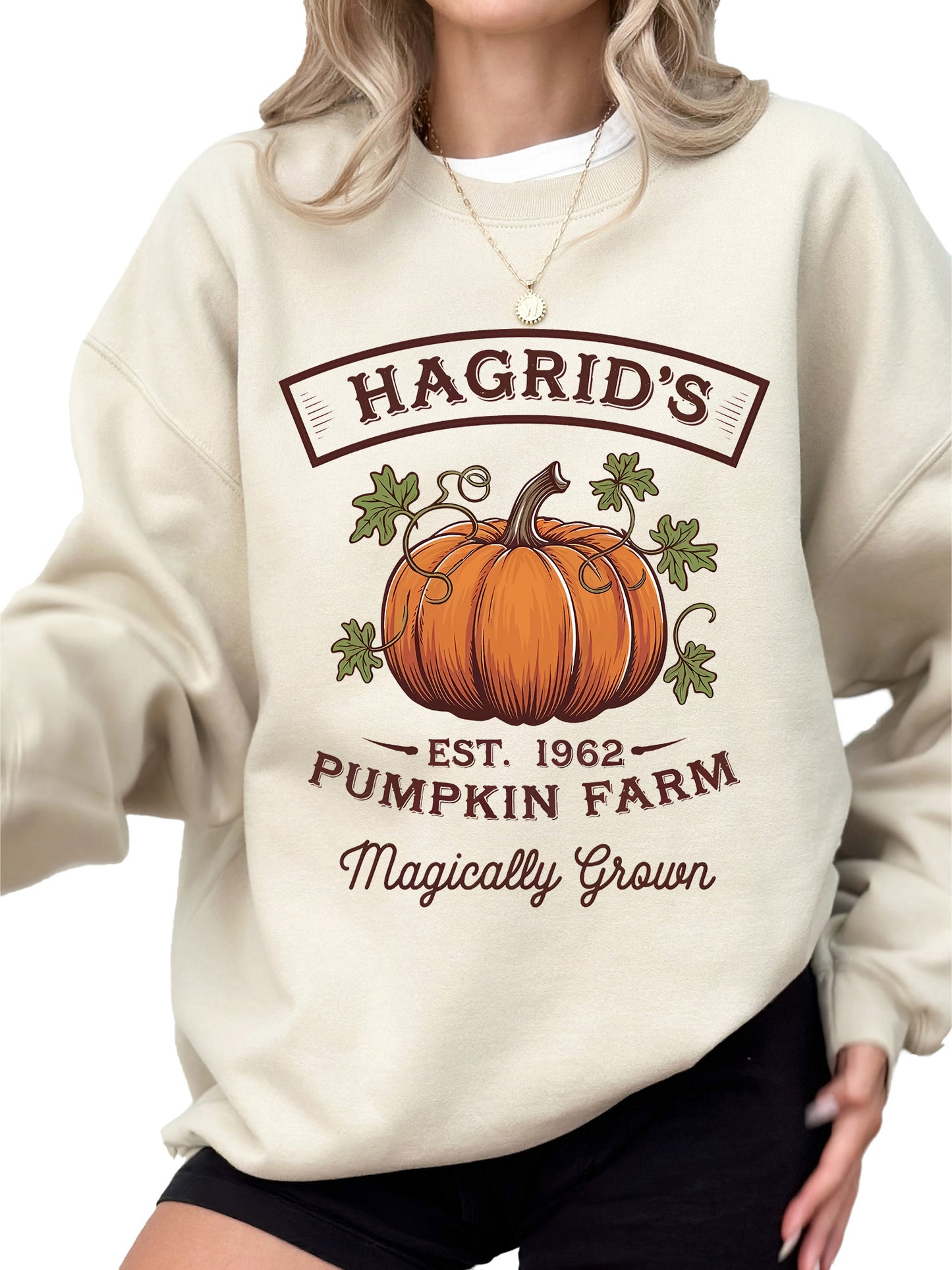 Women's Hagrid's Pumpkin Farm Magically Grown Crewneck Sweatshirt