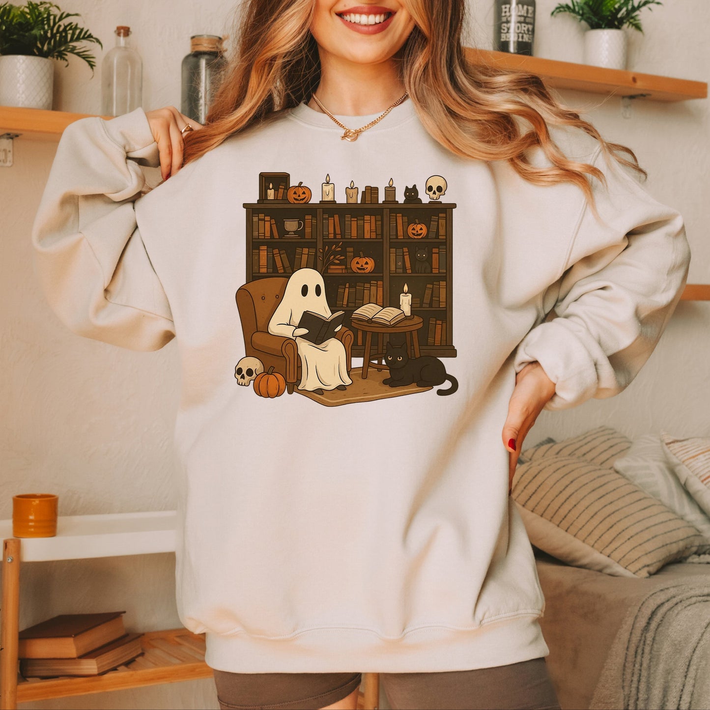 Women's Ghost Book Crewneck Sweatshirt