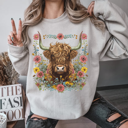 Women's Highland Cow Crewneck Sweatshirt