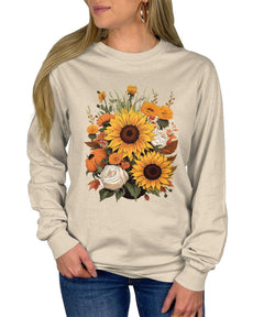 Sunflower Pumpkin Fall Long Sleeve T-Shirt