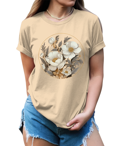 Women's Vintage Flowers Shirt Casual Boho Floral Printed T-Shirt Sunflower Wildflowers Graphic Tees Tops for Girl