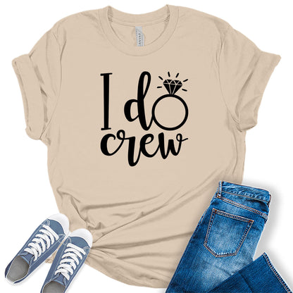 Women's I Do Crew Shirt Cute Bridal Party Black Letter Print Graphic Tees