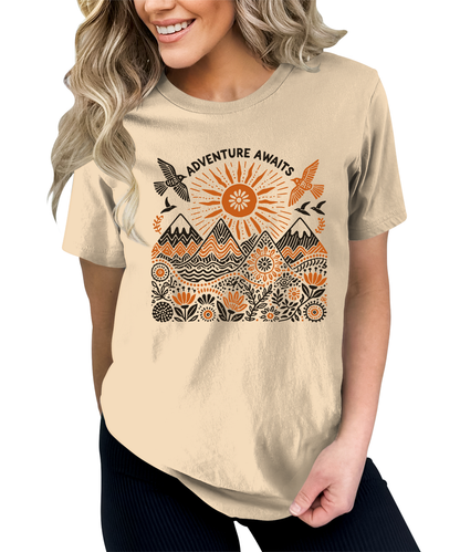 Wonderful Adventure Awaits Nature Graphic Tees for Women