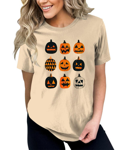 Women's Halloween Scary Ghost Pumpkin Graphic Tees