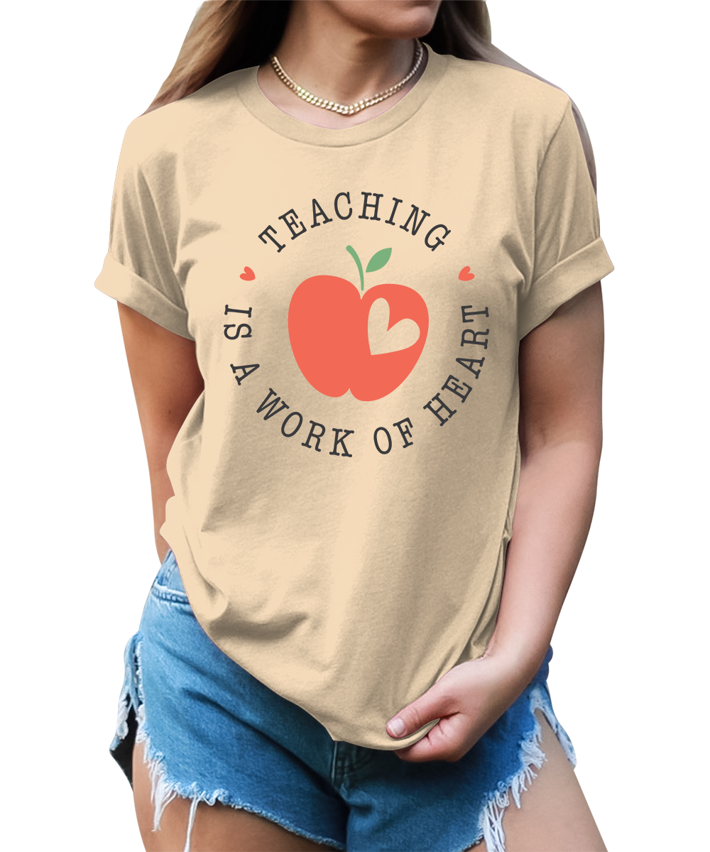 Women's Teacher Is A Work Of Heart Teaching Graphic Tees