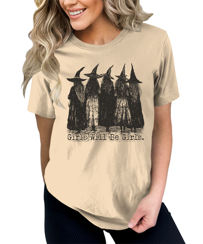 Funny Girls Will Be Girls Witches Graphic Tees