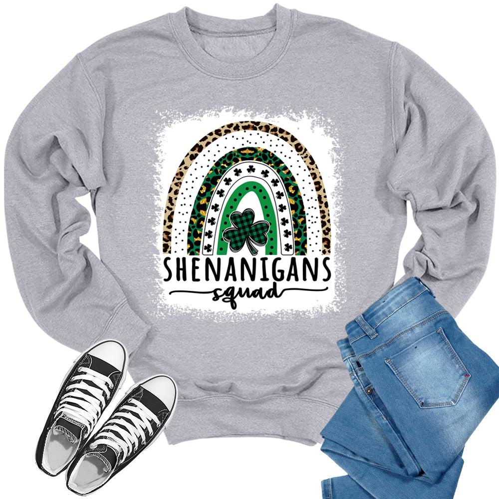 Shenanigans Squad Rainbow Crewneck St Patricks Day Sweatshirt Women Sweater