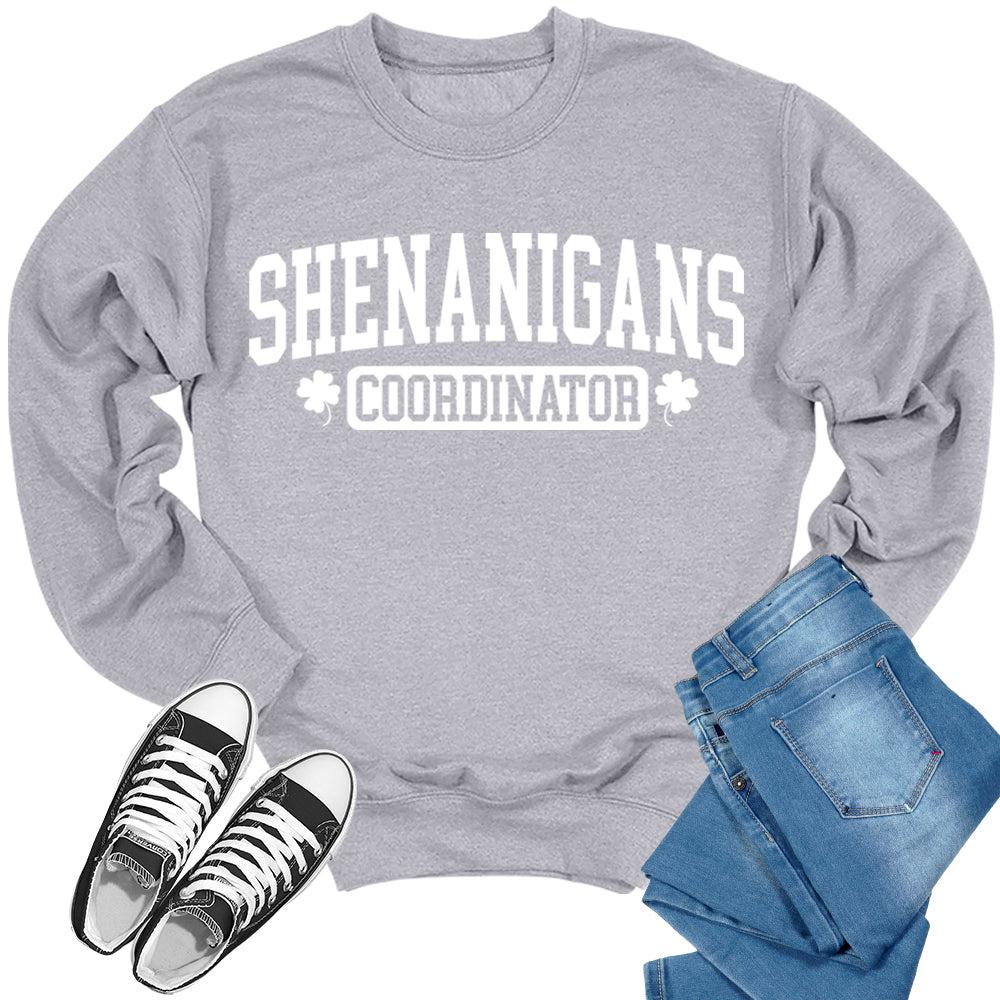 Shenanigans Coordinator Crewneck St Patricks Day Sweatshirt Women Letter Print Sweater