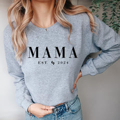 Mama Est 2024 Sweatshirt Cute New Mom Crewneck for Women