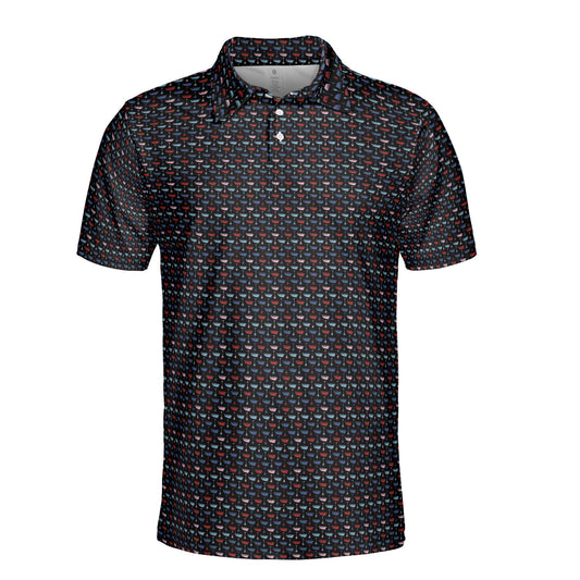 Mens Golf Polo Shirts Funny Boats And Hoes Short Sleeve Dry Fit Performance Moisture Wicking Casual Golf Shirts for Men