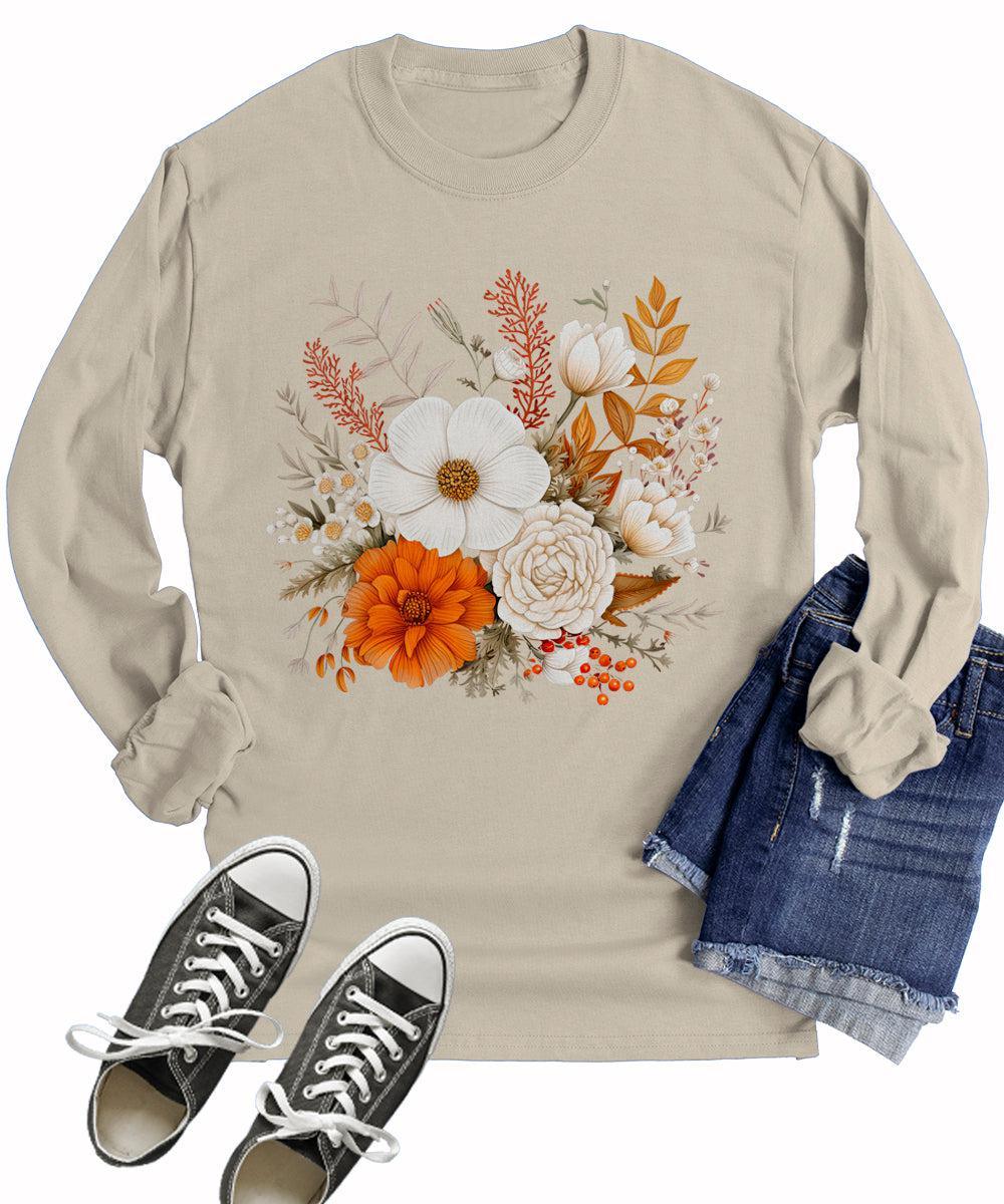 Women's Fall Floral Long Sleeve T-Shirt