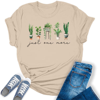 Just One More Gardening Shirts for Women Plants Lover Graphic Tees