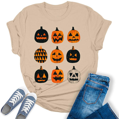 Women's Halloween Scary Ghost Pumpkin Graphic Tees