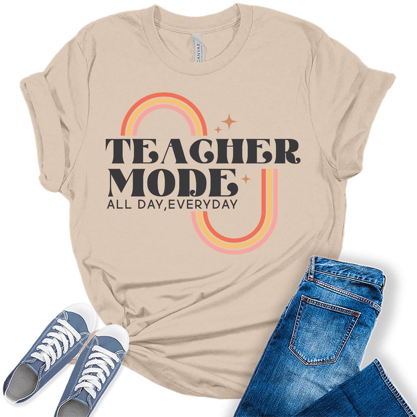 Womens Teacher Mode Teacher's Day Teaching Graphic Tees