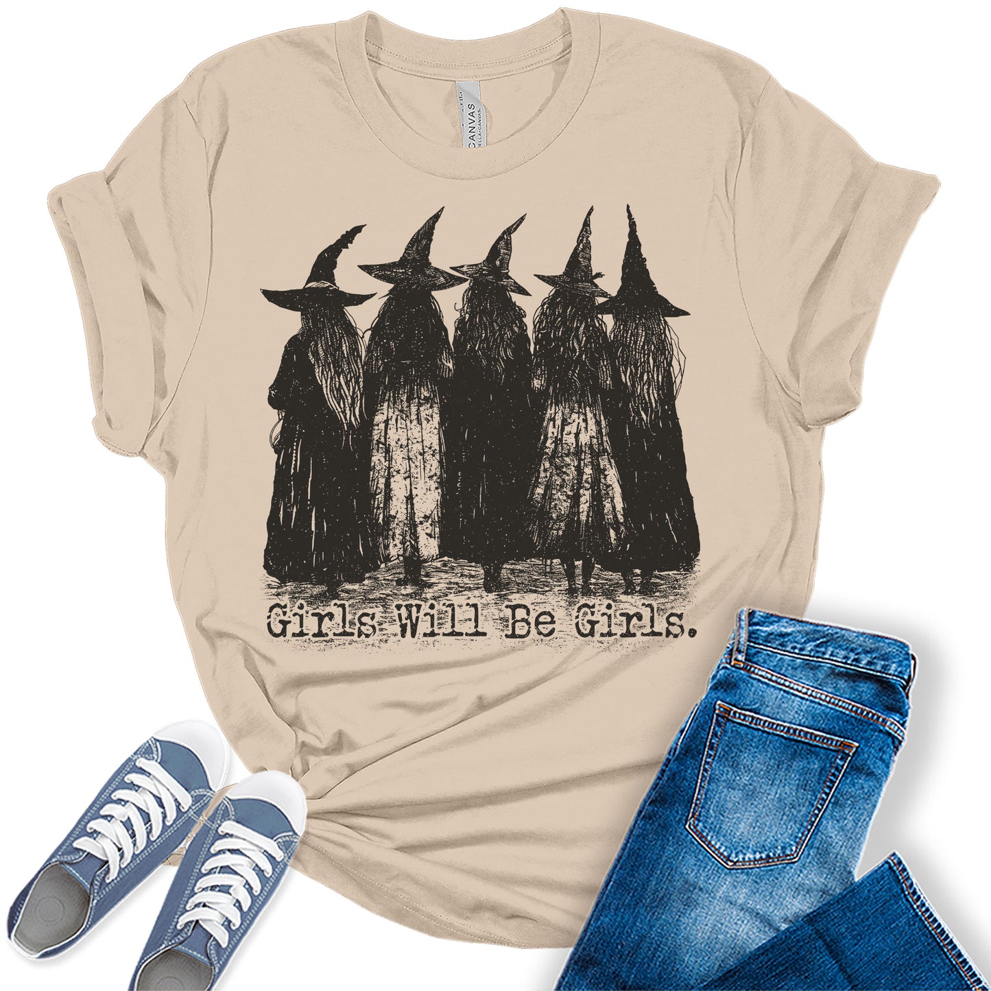 Funny Girls Will Be Girls Witches Graphic Tees