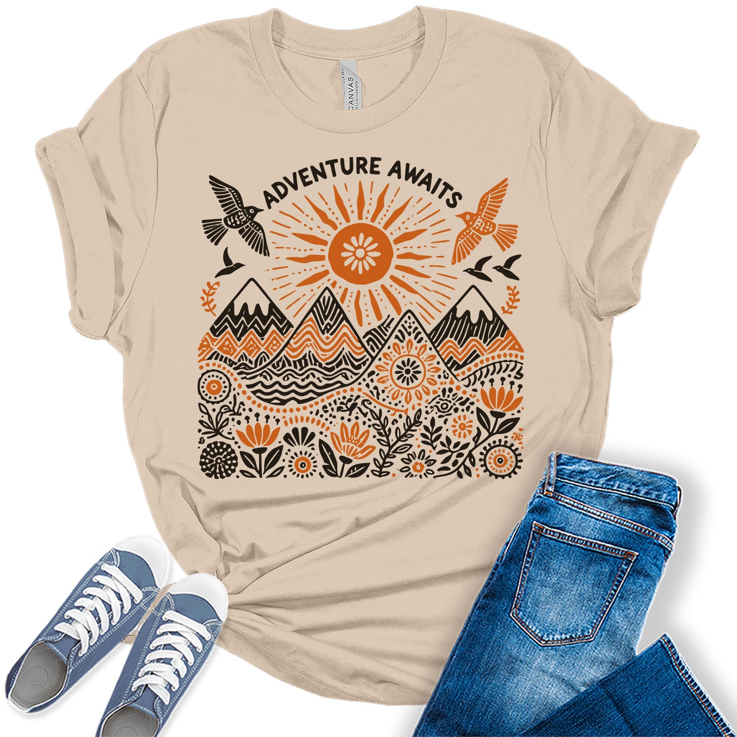 Wonderful Adventure Awaits Nature Graphic Tees for Women