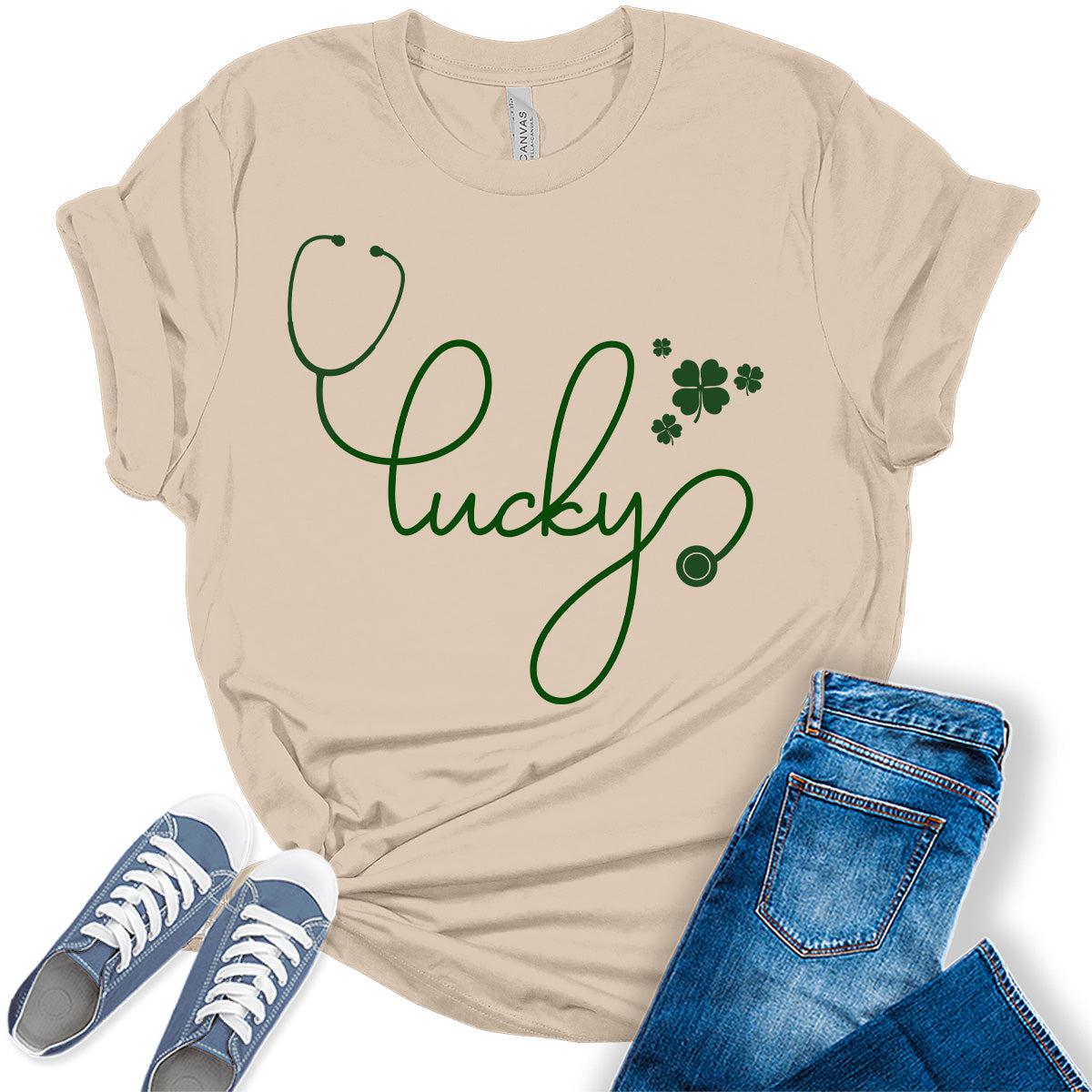 Lucky Nurse Shamrock T Shirt St Patricks Day Shirt Womens Doctor Graphic Tees