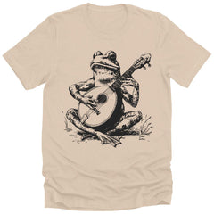 Mens Graphic Tee Frog Playing Instrument Cool Premium Tshirt