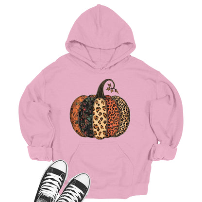 Women's Women's Buffalo Plaid Patched Pumpkin Fall Hoodie