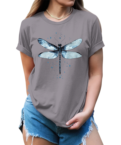 Women's Graphic Tees Casual Summer Vintage Dragonfly Printed Short Sleeve Cute T Shirts Tops