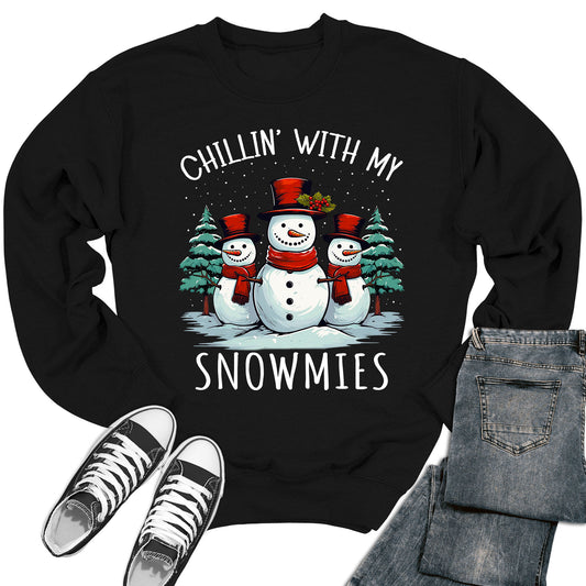 Women's Chillin With My Snowmies Christmas Crewneck Sweatshirt