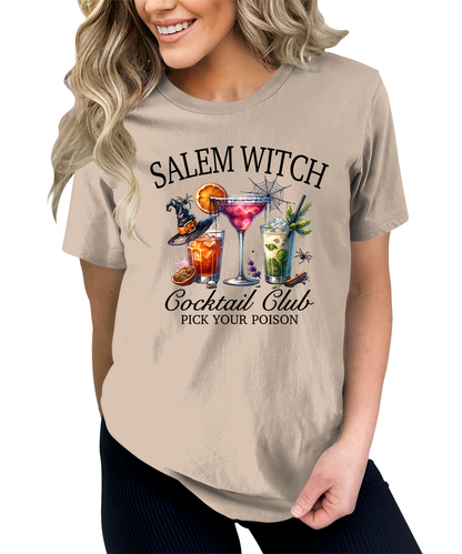 Salem Witch Cocktail Holloween Graphic Tees for Women