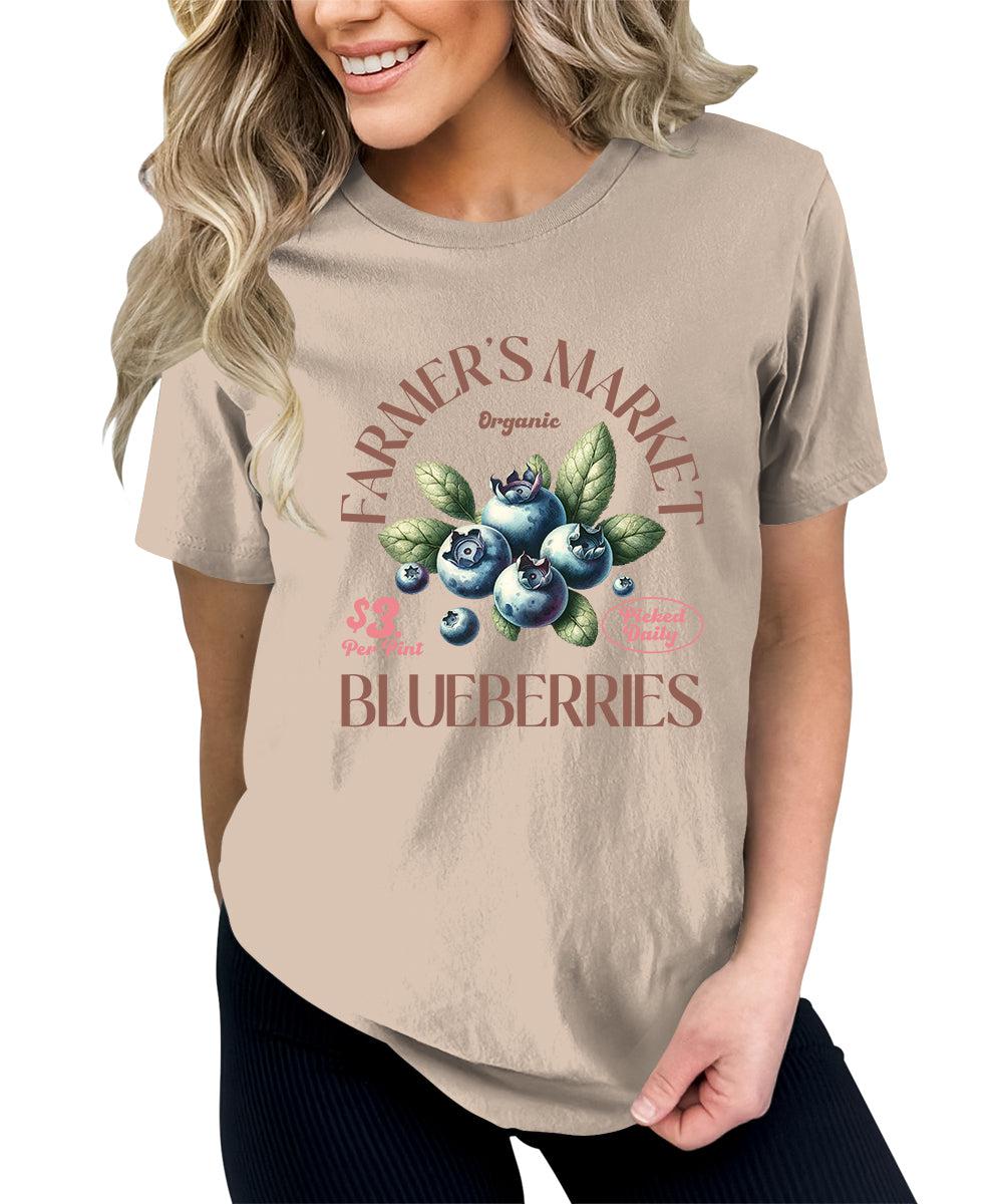 Blueberries Shirt Fruit Aesthetic Cute Graphic Tees For Women