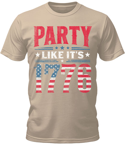 Men's 4th of July Shirt Party Like It's 1776 T-Shirt Patriotic Short Sleeve Premium Graphic Tees