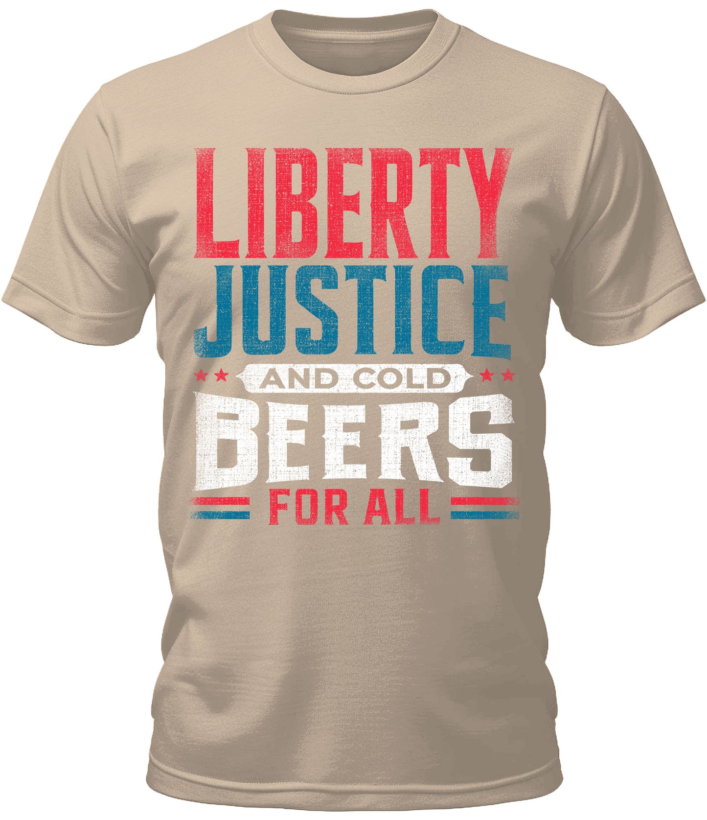 Men's 4th of July Shirt Liberty Justice and Cold Beers for All Patriotic Graphic Tees