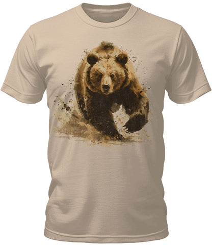 Mens Brown Bear Fall Camping Graphic Tee Cool Premium Tshirt