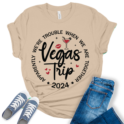 Vegas Trip 2024 Shirt Vacation Graphic Tees for Women Cute Summer Tops