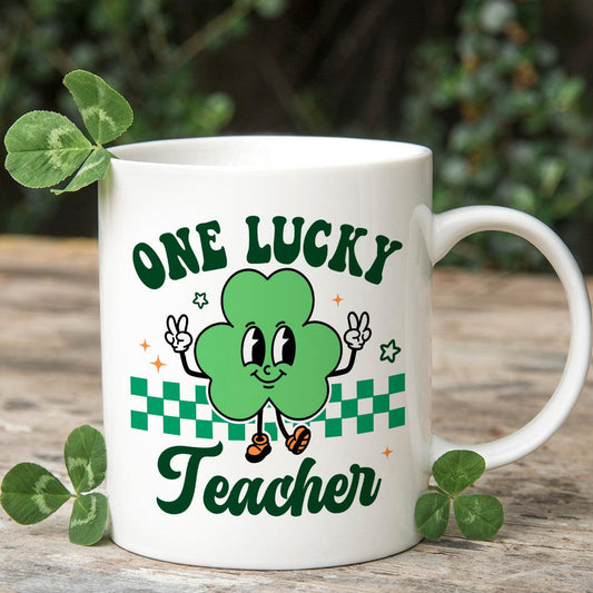 One Lucky Teacher Funny Retro St. Patrick's Day Gift Mug 11oz