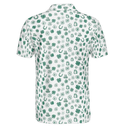 Horseshoes and Clovers St Patricks Day Golf Shirt Moisture Wicking Short Sleeve Polo Shirt