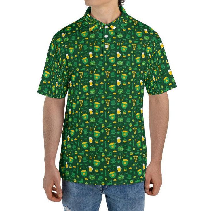 Irish Pub Party St Patricks Day Golf Shirt Moisture Wicking Short Sleeve Polo Shirt for Men