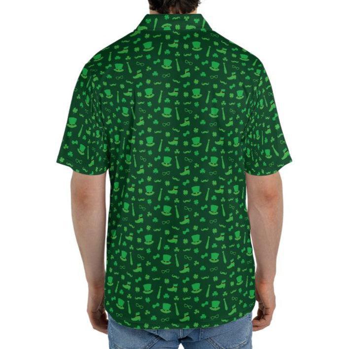 Dark Green Shamrock Party St Patricks Day Golf Shirt Moisture Wicking Short Sleeve Polo Shirt for Men
