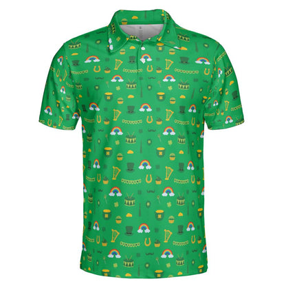 Lucky St Patricks Day Golf Shirt Moisture Wicking Short Sleeve Polo Shirt for Men