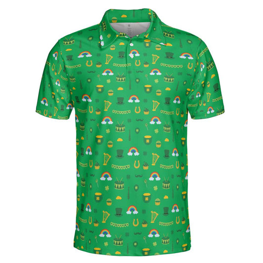 Lucky St Patricks Day Golf Shirt Moisture Wicking Short Sleeve Polo Shirt for Men