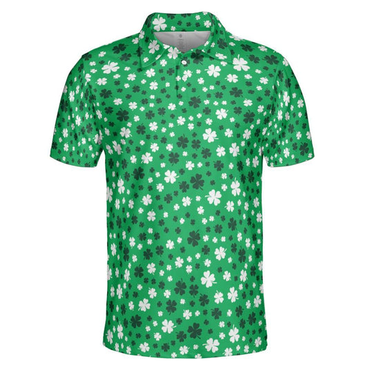 St Patrick's Day Polo Shirts for Men Shamrock Shirt Moisture Wicking Short Sleeve Golf Shirt
