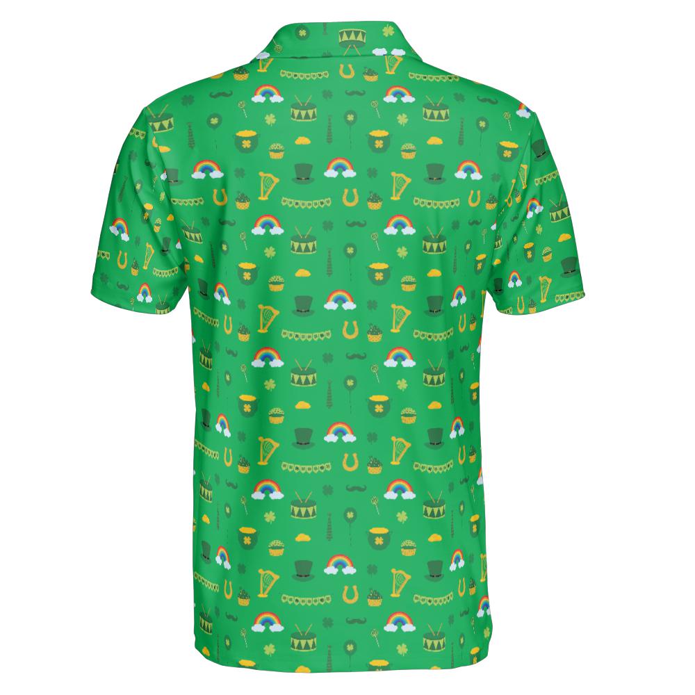 Lucky St Patricks Day Golf Shirt Moisture Wicking Short Sleeve Polo Shirt for Men