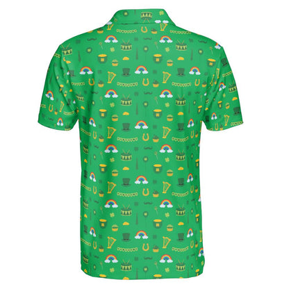 Lucky St Patricks Day Golf Shirt Moisture Wicking Short Sleeve Polo Shirt for Men