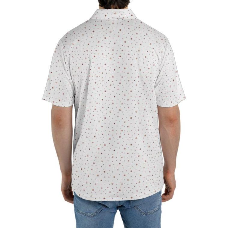 Men's White Christmas Polo Festive Holiday Snowflake Moisture Wicking Short Sleeve Golf Shirt