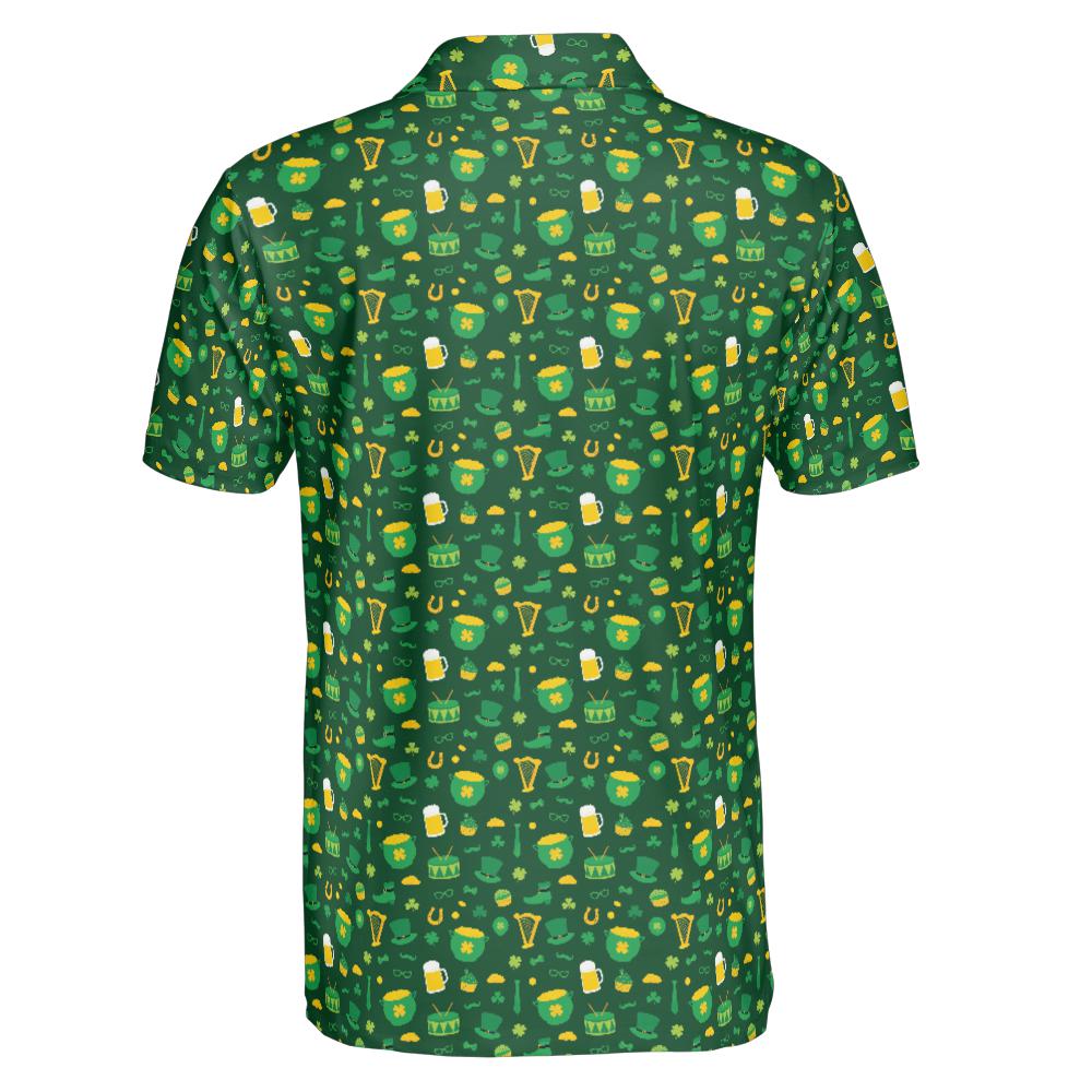 Irish Pub Party St Patricks Day Golf Shirt Moisture Wicking Short Sleeve Polo Shirt for Men