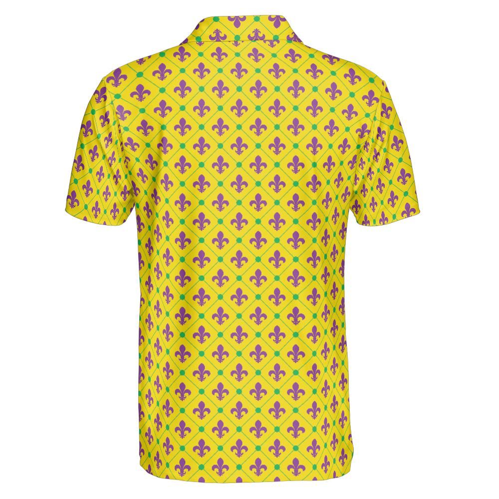 Mardi Gras Polo Shirts for Men Fleur De Lis Moisture Wicking Short Sleeve Golf Shirt