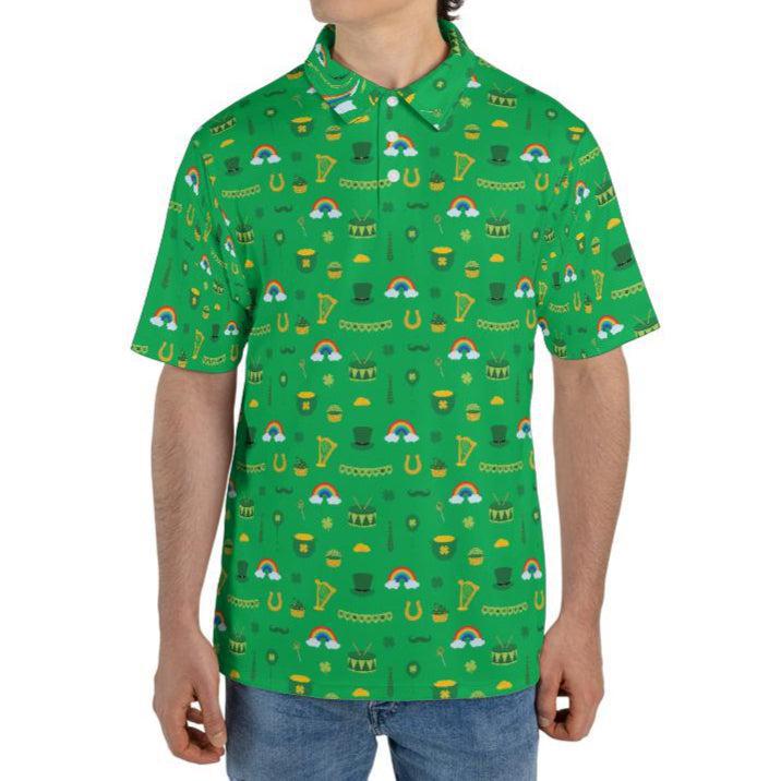 Lucky St Patricks Day Golf Shirt Moisture Wicking Short Sleeve Polo Shirt for Men