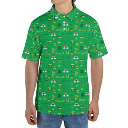 Lucky St Patricks Day Golf Shirt Moisture Wicking Short Sleeve Polo Shirt for Men