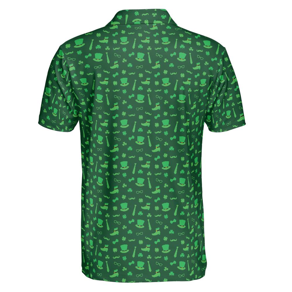 Dark Green Shamrock Party St Patricks Day Golf Shirt Moisture Wicking Short Sleeve Polo Shirt for Men