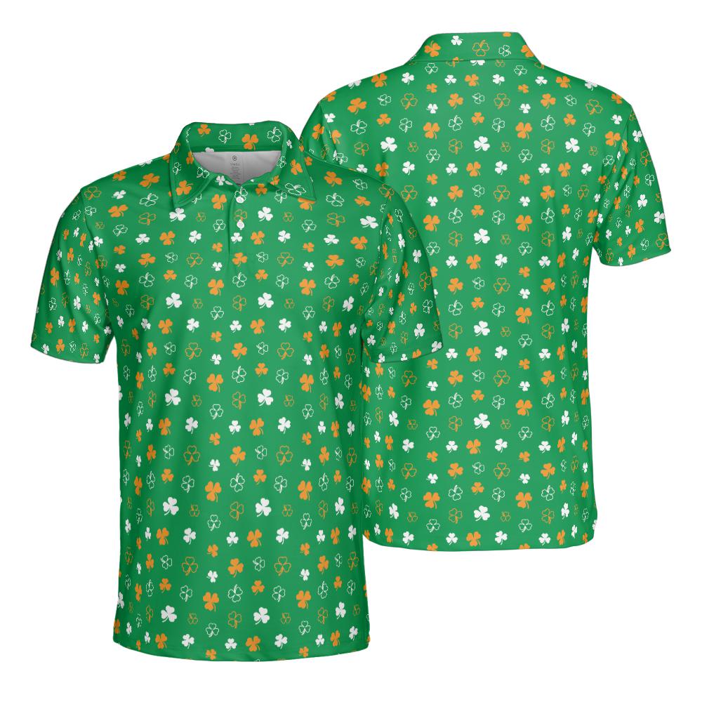 Irish Clovers St Patricks Day Golf Shirt Moisture Wicking Short Sleeve Polo Shirt
