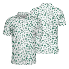 Horseshoes and Clovers St Patricks Day Golf Shirt Moisture Wicking Short Sleeve Polo Shirt