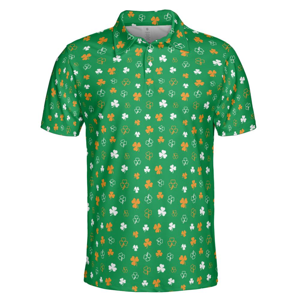 Irish Clovers St Patricks Day Golf Shirt Moisture Wicking Short Sleeve Polo Shirt