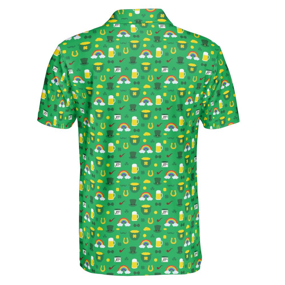 Irish Luck St Patricks Day Golf Shirt Moisture Wicking Short Sleeve Polo Shirt for Men